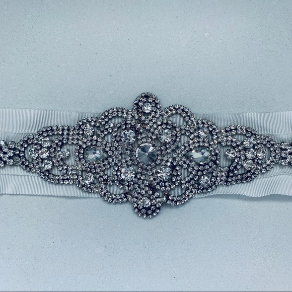 Grosgrain Beaded Bridal Sash Ivory - Picture 3 of 10